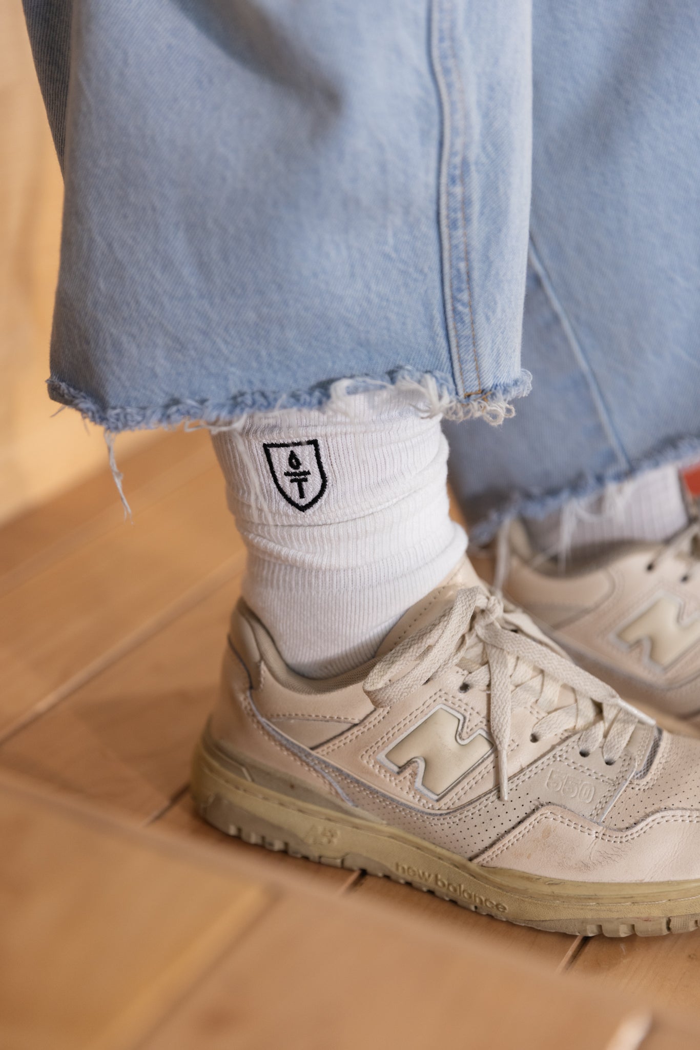 Embroidered White Socks