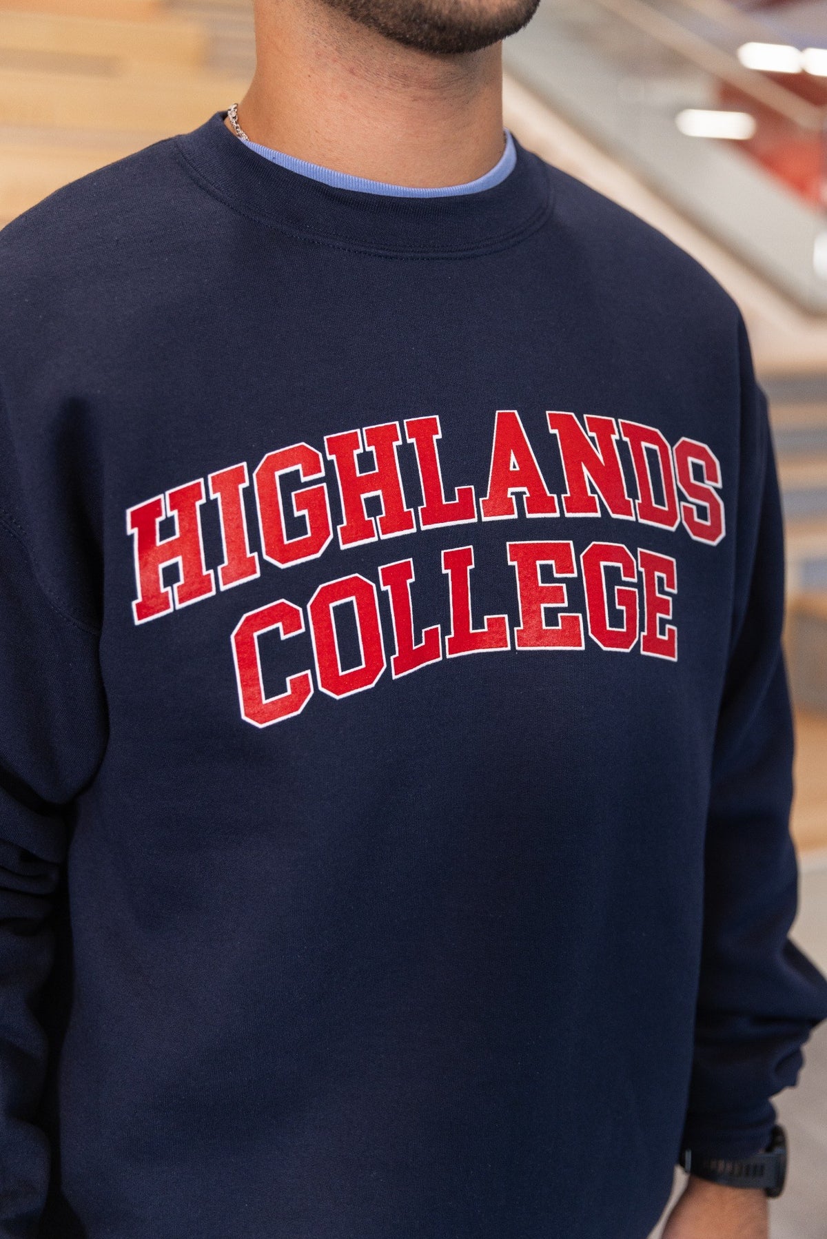Navy Highlands College sweatshirt