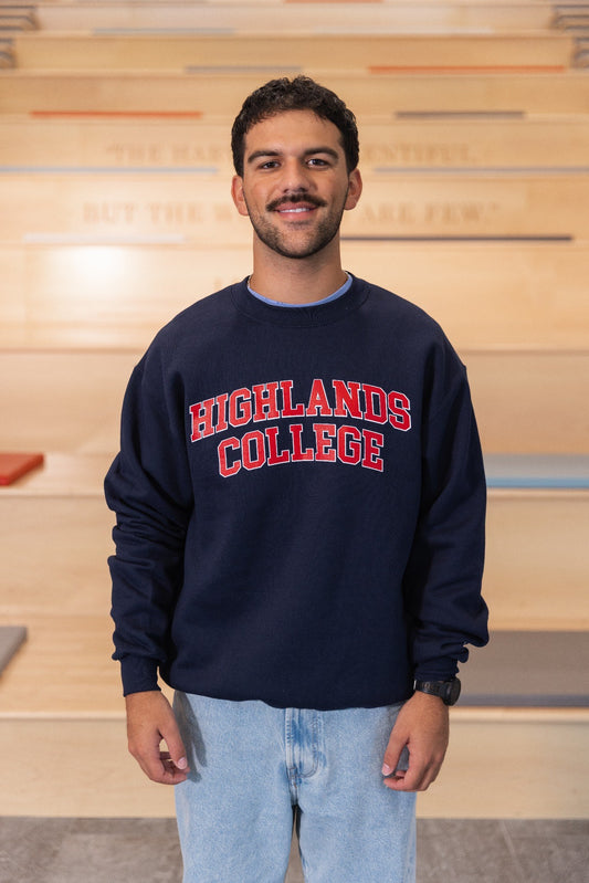 Navy Highlands College sweatshirt