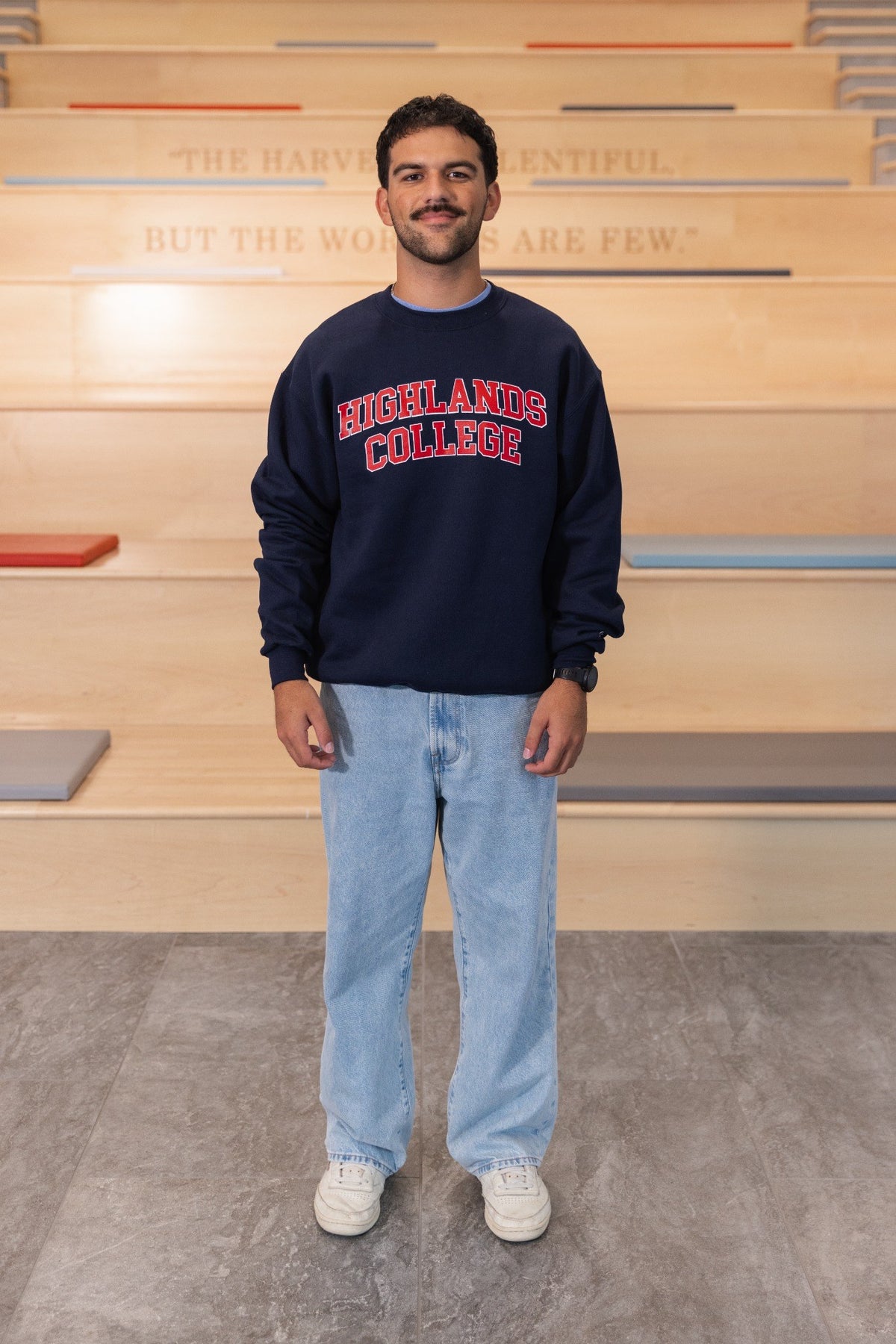 Navy Highlands College sweatshirt