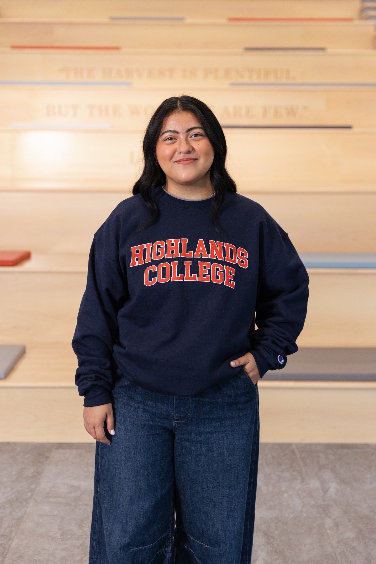 Navy Highlands College sweatshirt